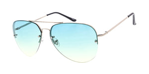 3396MH Women's Metal Large Rimless Half Frame Aviator w/ Two Tone Lens