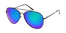 3480BLK/RV Unisex Metal Large Aviator Black Frame w/ Color Mirror Lens