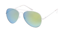 3481WHT/RV Unisex Metal Standard Aviator White Frame w/ Color Mirror Lens