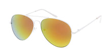 3481WHT/RV Unisex Metal Standard Aviator White Frame w/ Color Mirror Lens