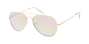 3483GLD/RV Unisex Standard Metal Aviator Spring Temples Gold Frame w/ Color Mirror Lens