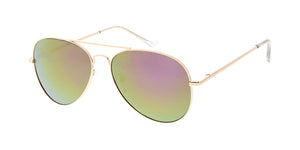 3483GLD/RV Unisex Standard Metal Aviator Spring Temples Gold Frame w/ Color Mirror Lens