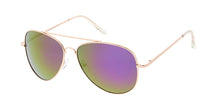 3484GLD/RV Unisex Large Metal Aviator Spring Temples Gold Frame w/ Color Mirror Lens