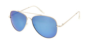 3544SLV/RV Unisex Metal Large Aviator Silver Frame w/ Color Mirror Lens