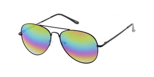 3555RV/MH Unisex Metal Aviator Spring Temples w/ Rainbow Mirror Lens