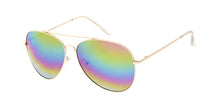 3556RV/MH Unisex Metal Large Aviator Spring Temples w/ Rainbow Mirror Lens