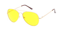 3561YEL/MH Unisex Standard Metal Aviator Spring Temples w/ Yellow Lens