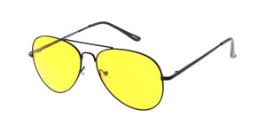 3561YEL/MH Unisex Standard Metal Aviator Spring Temples w/ Yellow Lens