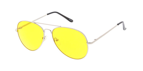 3561YEL/MH Unisex Standard Metal Aviator Spring Temples w/ Yellow Lens