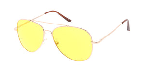 3562YEL/MH Unisex Metal Large Aviator Spring Temples w/ Yellow Lens