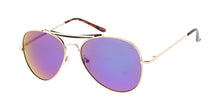 3580GLD/RV Unisex Metal Standard Aviator Brow Bar Gold Frame w/ Color Mirror Lens