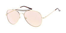 3580GLD/RV Unisex Metal Standard Aviator Brow Bar Gold Frame w/ Color Mirror Lens