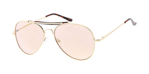3580GLD/RV Unisex Metal Standard Aviator Brow Bar Gold Frame w/ Color Mirror Lens