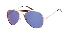 3580GLD/RV Unisex Metal Standard Aviator Brow Bar Gold Frame w/ Color Mirror Lens