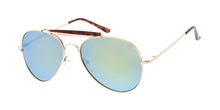 3580GLD/RV Unisex Metal Standard Aviator Brow Bar Gold Frame w/ Color Mirror Lens