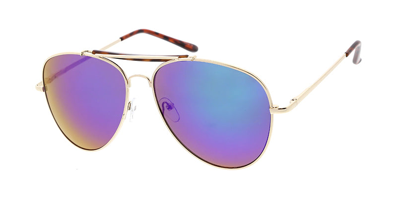 Large Aviator Sunglasses Gold Teal Purple, Artisan Made Unique Festival Unisex Piranha Glory Women main image 3
