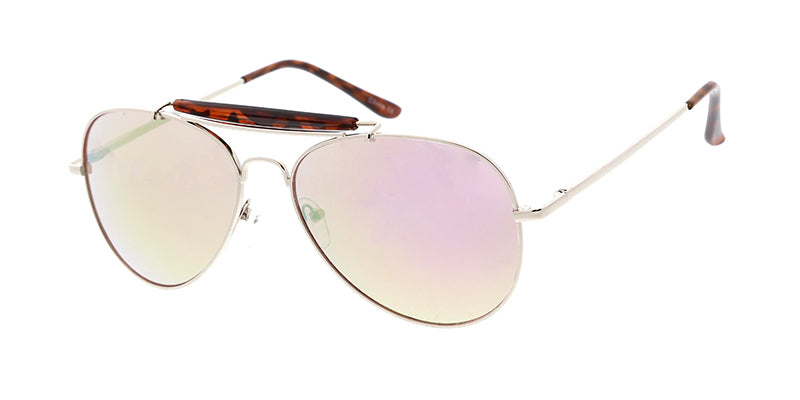 3582SLV/RV Unisex Metal Standard Aviator Brow Bar Silver Frame w