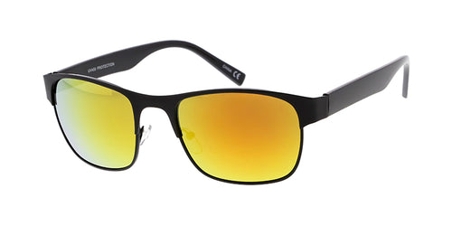 3652ME/RV Men's Metal Medium Top Brow Square Frame w/ Color Mirror Lens