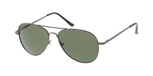 3693MH Unisex Metal Standard Aviator Spring Temples w/ Grey-Green Lens