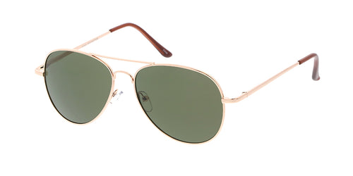 3693MH Unisex Metal Standard Aviator Spring Temples w/ Grey-Green Lens