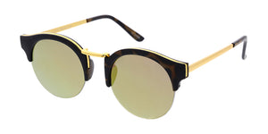 3915RV Unisex Combo Medium Top Brow Round Hipster Frame w/ Color Mirror Lens
