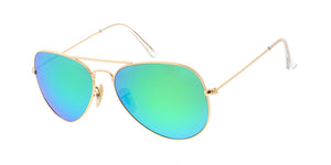 3932GLS/REV Unisex Classic Standard Metal Aviator w/ Color Mirror Glass Lens