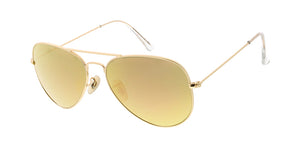 3932GLS/REV Unisex Classic Standard Metal Aviator w/ Color Mirror Glass Lens