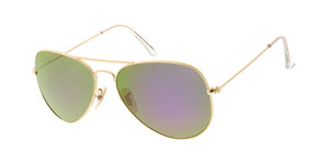 3932GLS/REV Unisex Classic Standard Metal Aviator w/ Color Mirror Glass Lens