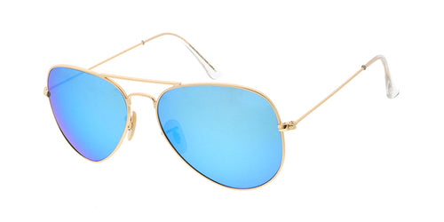 3932GLS/REV Unisex Classic Standard Metal Aviator w/ Color Mirror Glass Lens