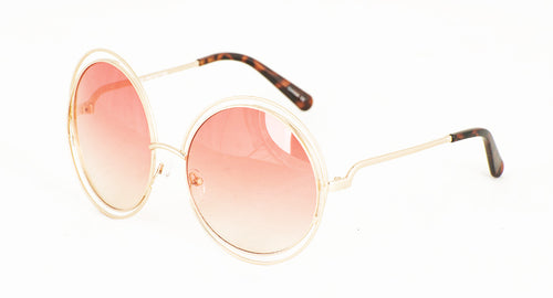 3947COL Women's Metal Oversized Double Wire Round Designer Inspired Frame w/ Two Tone Lens