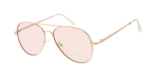 4010GLD/PNK Women's Metal Standard Aviator Gold Frame w/ Light Pink Flash Mirror (Single Color)
