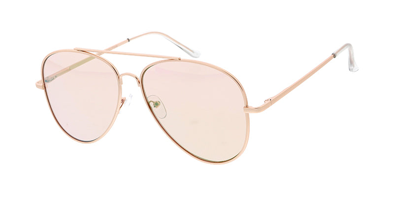 4011GLD/PNK Women's Metal Large Aviator Gold Frame w/ Light Pink Flash Mirror (Single Color)