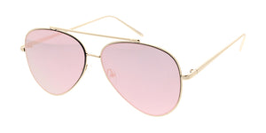 4076PNK/REV Women's Metal Large Aviator Flat Frame w/ Spectrum Pink Color Mirror (Single Color)