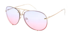 4165COL Unisex Retro Metal Aviator w/ Two Tone Lens