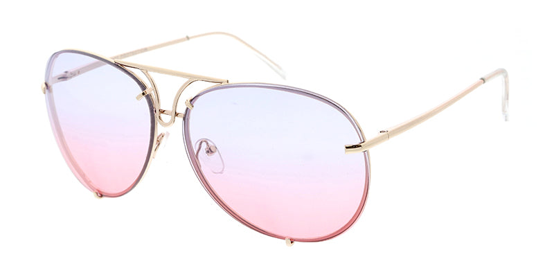 4165COL Unisex Retro Metal Aviator w/ Two Tone Lens