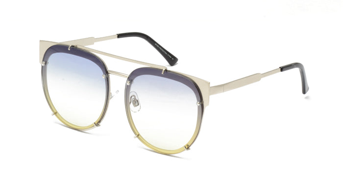 4186COL Women's Metal Large Flat Brow Rimless Frame w/ Two Tone Lens