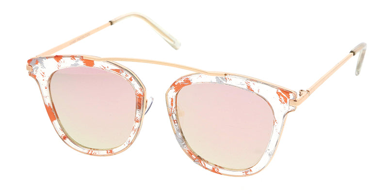4194RV Women's Combo Medium Top Brow Printed Frame w/ Color Mirror Lens