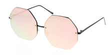 4297REV Women's Metal Oversize Rimless Octagon Frame w/ Spectrum Color Mirror Lens