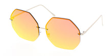 4297REV Women's Metal Oversize Rimless Octagon Frame w/ Spectrum Color Mirror Lens