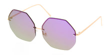 4297REV Women's Metal Oversize Rimless Octagon Frame w/ Spectrum Color Mirror Lens