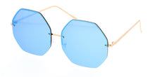 4297REV Women's Metal Oversize Rimless Octagon Frame w/ Spectrum Color Mirror Lens