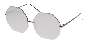 4297REV Women's Metal Oversize Rimless Octagon Frame w/ Spectrum Color Mirror Lens