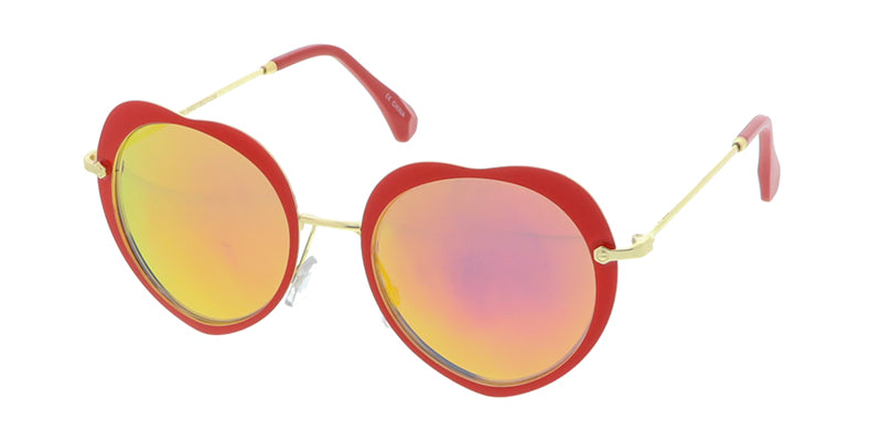 4316REV Women's Metal Heart Frame w/ Spectrum Color Mirror Lens
