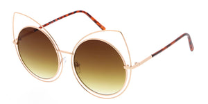 4328 Women's Metal Oversize Double Wire Round Cat Eye Frame