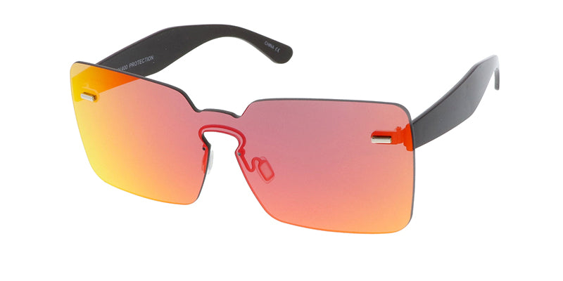 4350REV Unisex Plastic Square Shield w/ Spectrum Color Mirror Lens