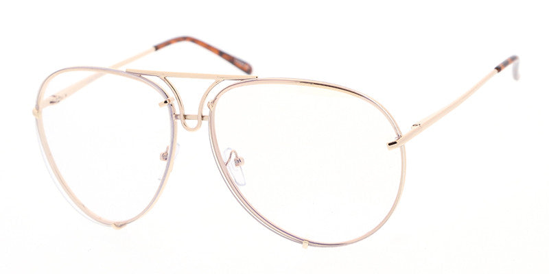 4355CLR Unisex Metal Aviator Clear Lens