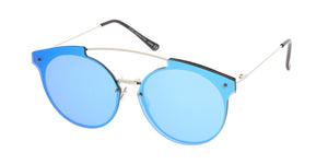4381REV Women's Metal Round Rimless Flat Frame w/ Spectrum Color Mirror Lens