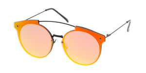 4381REV Women's Metal Round Rimless Flat Frame w/ Spectrum Color Mirror Lens