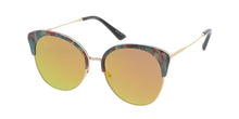 4502RV Women's Combo Large Brow Line Designer Marble Print Frame w/ Color Mirror Lens