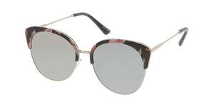 4502RV Women's Combo Large Brow Line Designer Marble Print Frame w/ Color Mirror Lens